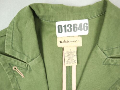 Elevenses Jacket Women 2 Green Solid Button Up Anthro Blazer Pockets Collar - Picture 7 of 8