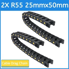 2X R55 25mmx50mm Black Cable Drag Chain Wire Carrier 1M For CNC US Shipping