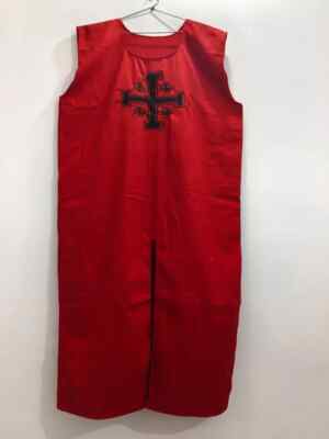 Medieval Knight Tunic Red Jerusalem Cross Symbol Clothes Costume Reenactment