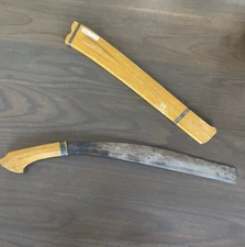 Vintage Bolo Knife Wooden Sheath Handle Oak 17" Blade Handmade Engraved Machete