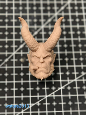1:18 Helloboy Horn Head Sculpt Carved For 3.75'' Male Action Figure Body Toys