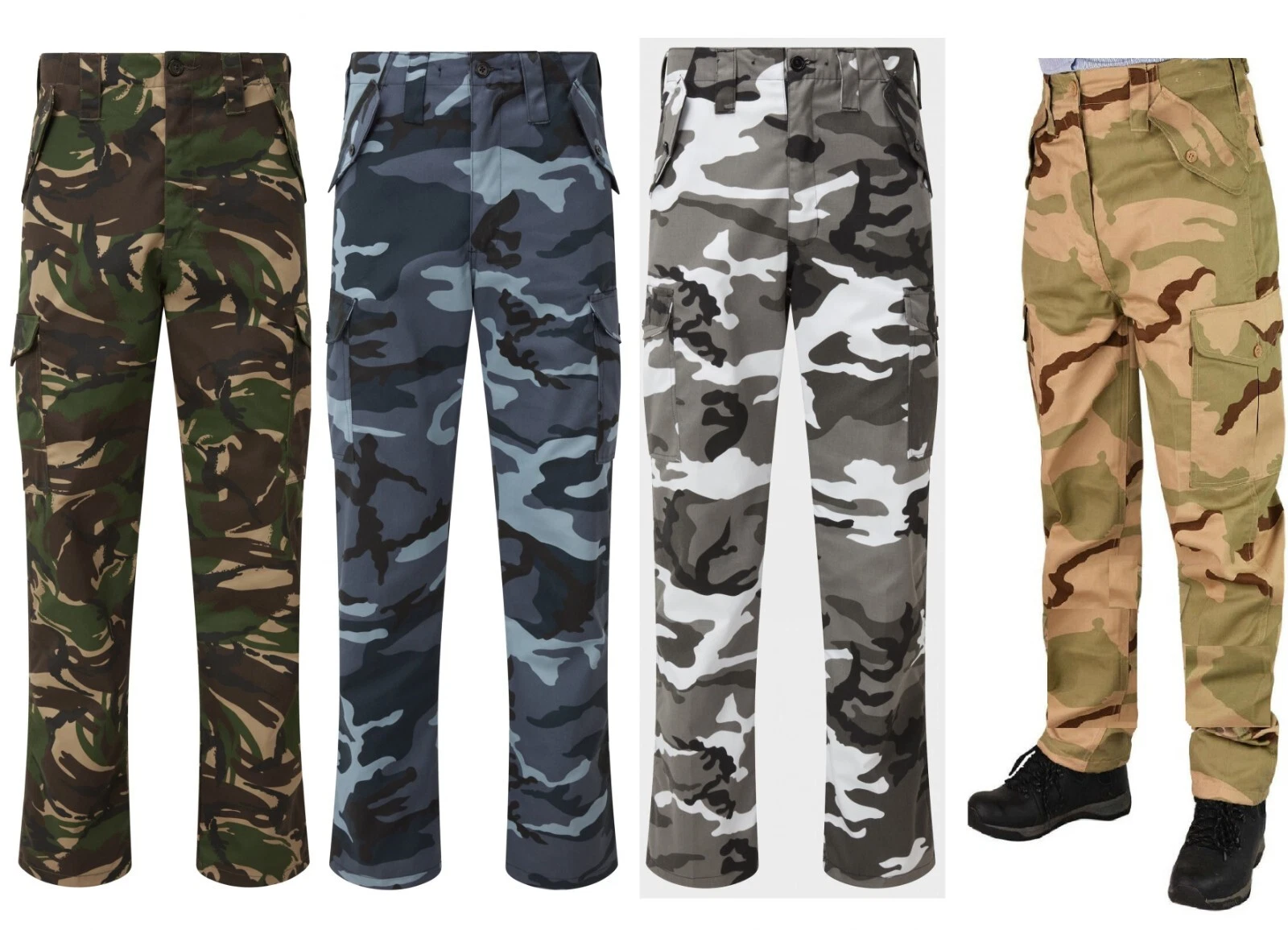 MENS CASUAL WORKWEAR CAMOUFLAGE CAMO WOODLAND OUTDOOR ARMY COMBAT TROUSERS PANTS