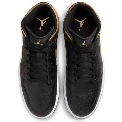 Size 6.5 - Air Jordan 1 Mid Black Metallic Gold for sale online | eBay