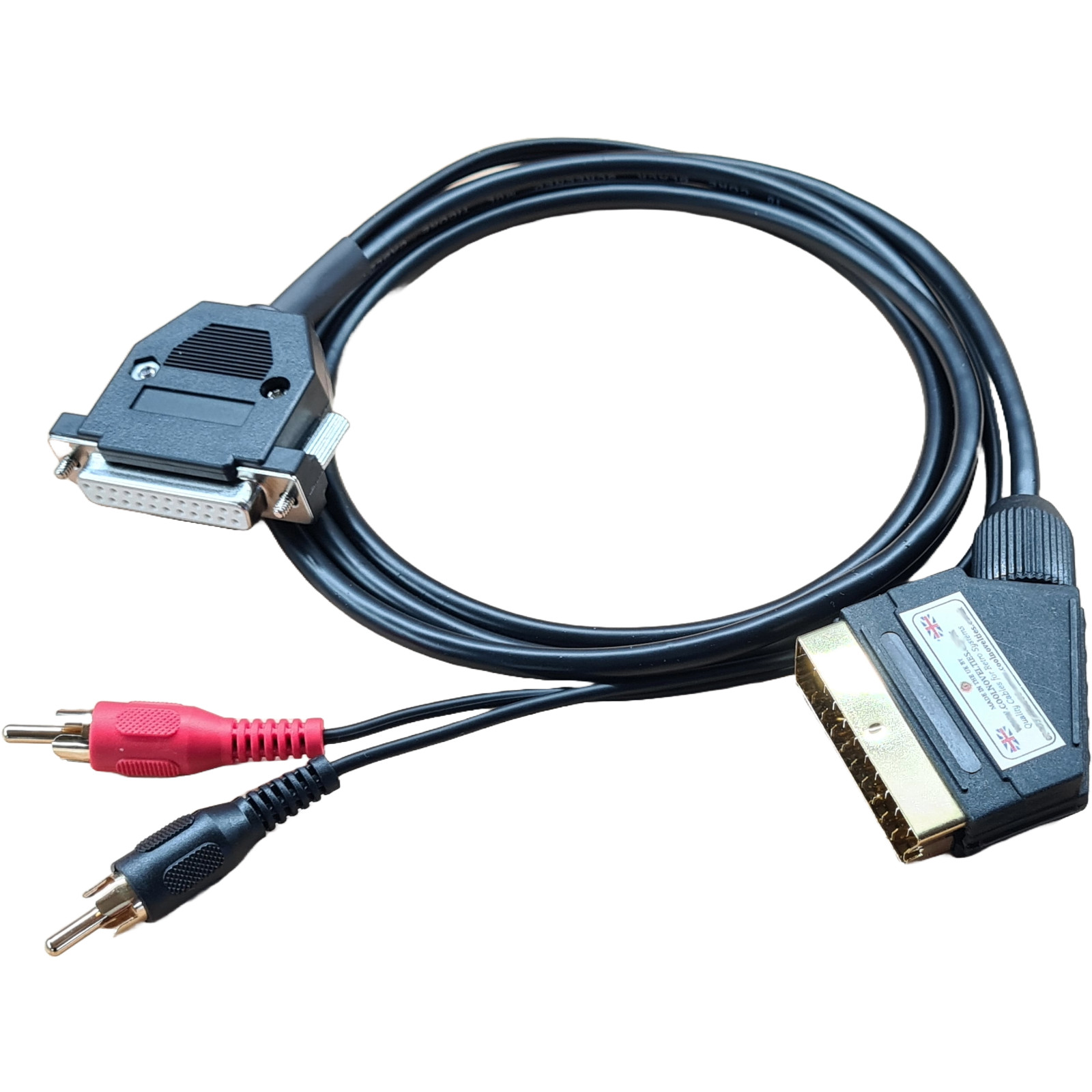 Amiga GOLD RGB Scart TV Cable Lead with Genuine DB23 for A500, A600 & A1200