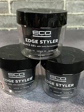 Eco Style Edge Styler Black Gel 3 Style 10, Hold 10, Shine 10 Lot Of 3