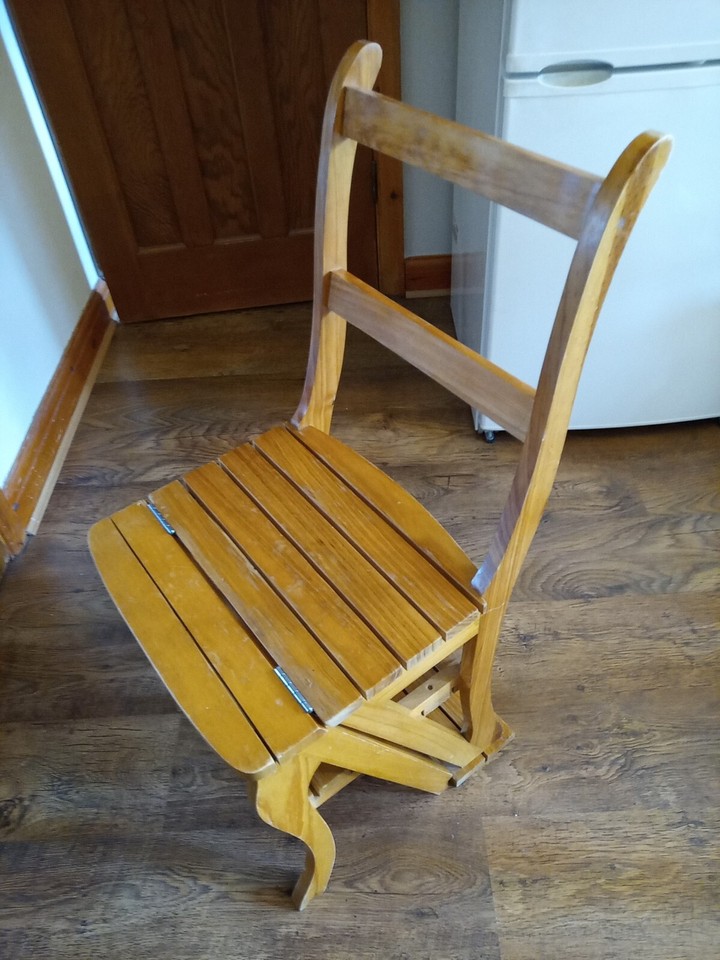 Convertible wooden chair stool steps kitchen folding library steps eBay
