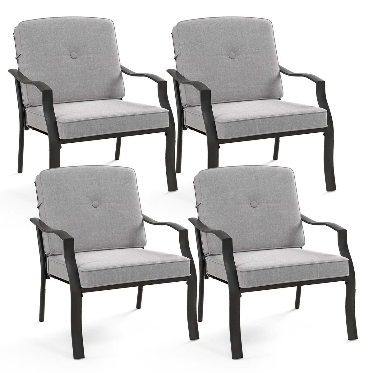 Metal outdoor store chairs with cushions