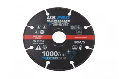 US PRO BY BERGEN Diamond Metal Cutting Disc 115mm Extended Life Steel Iron Inox Aluminium Cutting