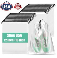 20 Large Clear Shoe Bag Portable Storage Transparent Travel w/ Rope 12 16" US