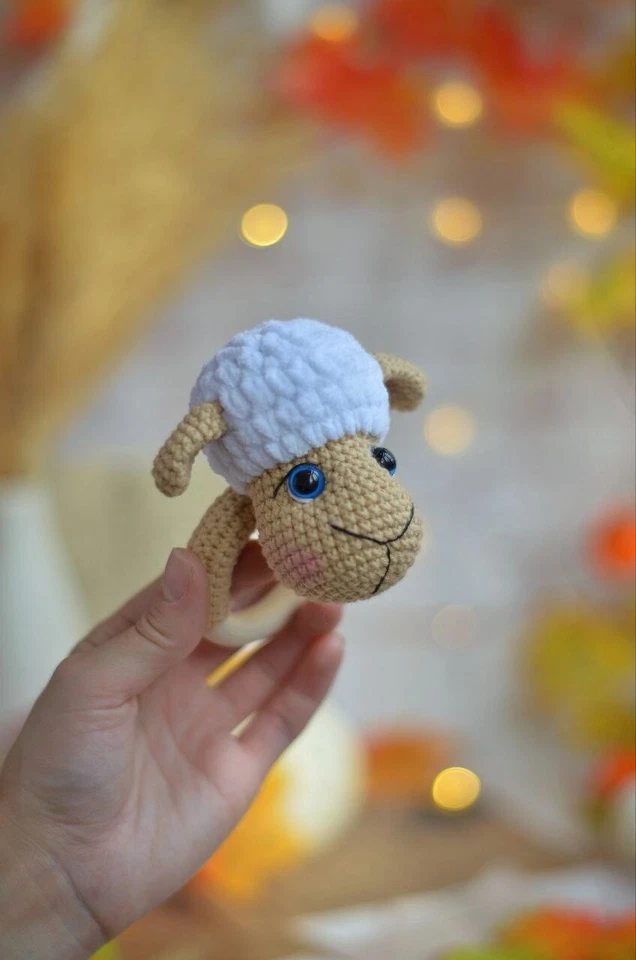Teether Baby holder newborn baby  Crochet Toys toy crochet baby gift sheep bear - Image 3 of 4