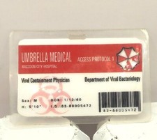 Resident Evil ID Badge-Umbrella Medical Male Costume Cosplay Used Good Condition