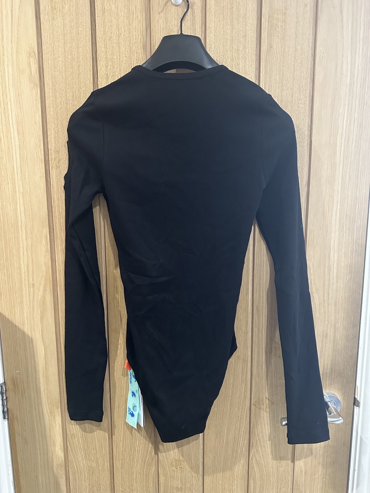 OFF WHITE Black Ribbed Body Suit Size 12 GENUINE RRP £375 #W8 image 6