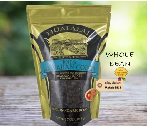 🌺100% HAWAIIAN COFFEE HUALALAI ESTATE Kona Hawaii 7oz WHOLE BEAN Pesticide Free