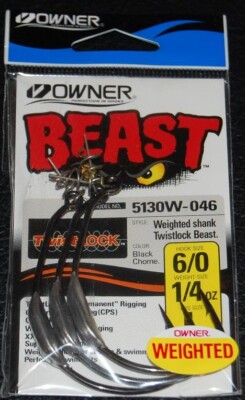 OWNER 5130W-046 WEIGHTED BEAST w/ TWISTLOCK Hook Size 6/0 - 1/4 oz Weight 3 Pack | eBay OWNER 5130W-046 WEIGHTED BEAST w/ TWISTLOCK Hook Size 6/0 - 1/4 oz Weight 3 Pack | eBay