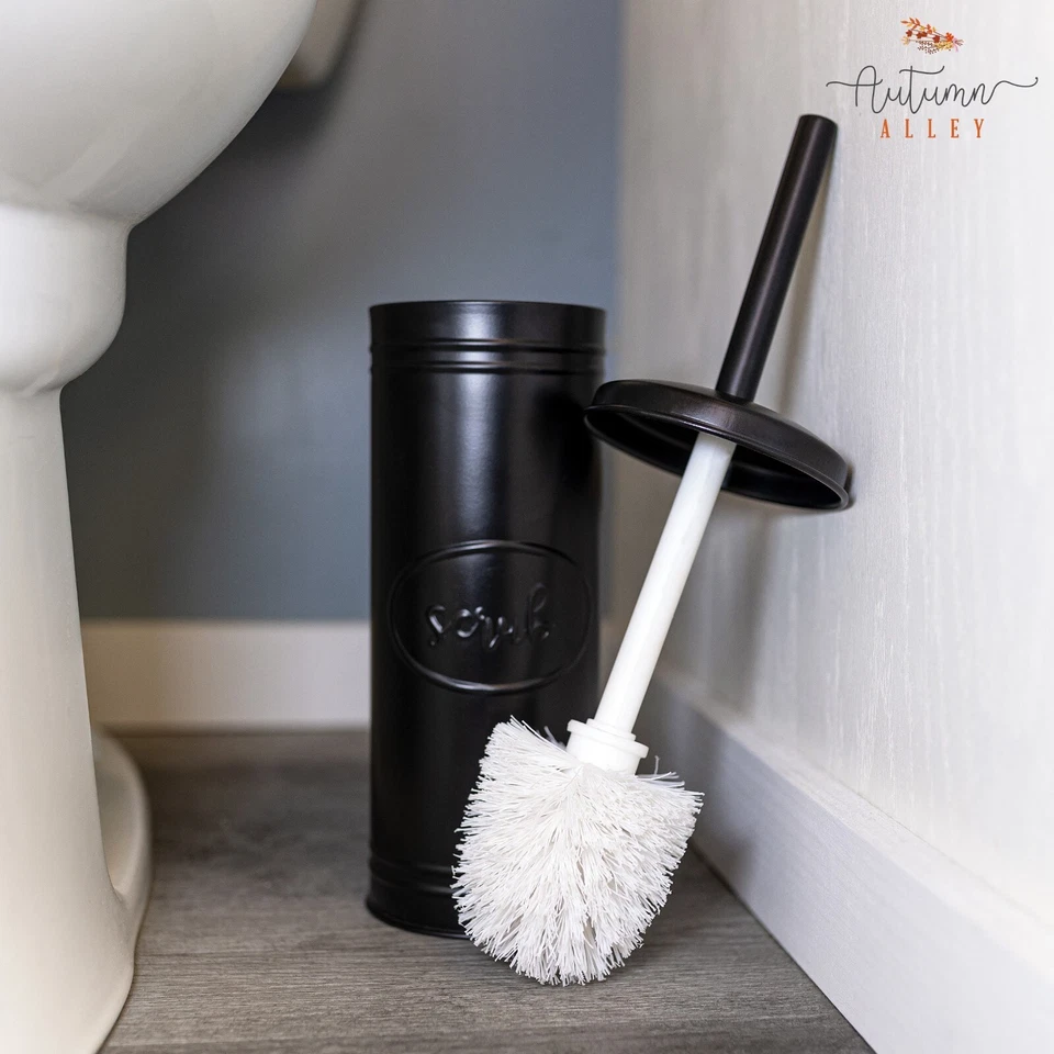 秋季小巷黑色马桶刷带支架套装 | 农舍浴室配件 — 第 3/4 张图片