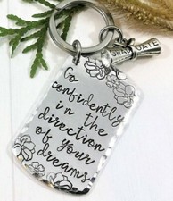Inspirational Graduation Custom Key Ring, diploma charm, grad, customize