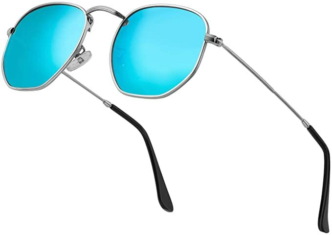 Polarized Sunglasses for Womens Men Trendy Square Hexagonal Flat Mirrored YWWPMDOF Polarized Sunglasses for Womens Men Trendy Square  main image 3