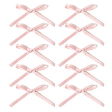 Bow Hair Clip, 10Pcs Pink Satin Fabric Bowknot with Long Tail Tassel Ribbon C...