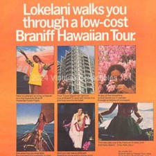 1970 Braniff International Airline Hawaiian Tour Travel photo art decor print ad