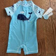NEW NWT Wippette Boys 12 Months One Piece Rashguard Bathing Suit Blue Whale