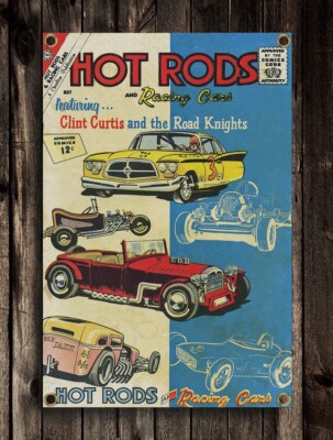 Hot Rod Vinyl Banner Sign 2' x 3' Racing Cars Comic Art Retro Vintage Style