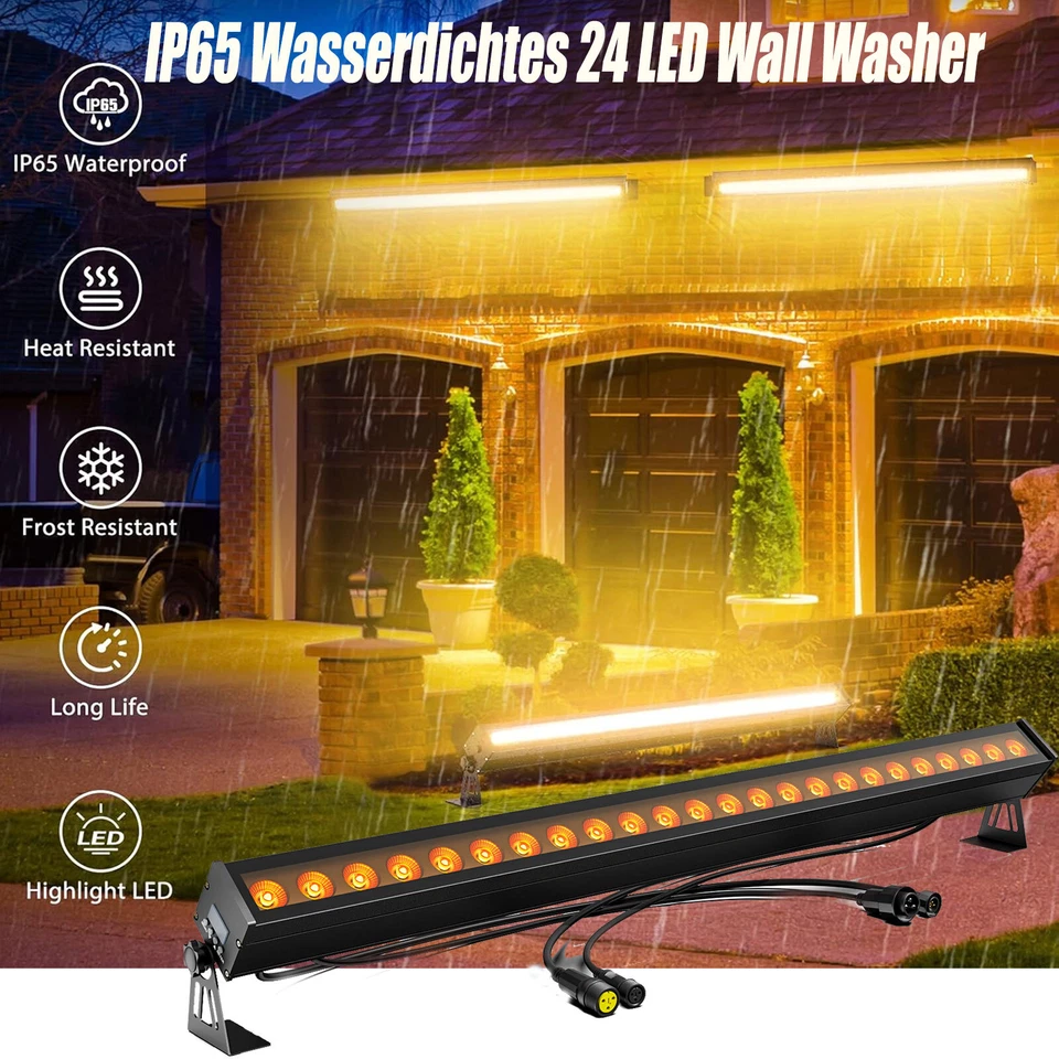 192W Wasserdicht IP65 24 LED Wallwasher RGB Bühnenlicht DMX Outdoor Party DJ Bar - Bild 4 von 4