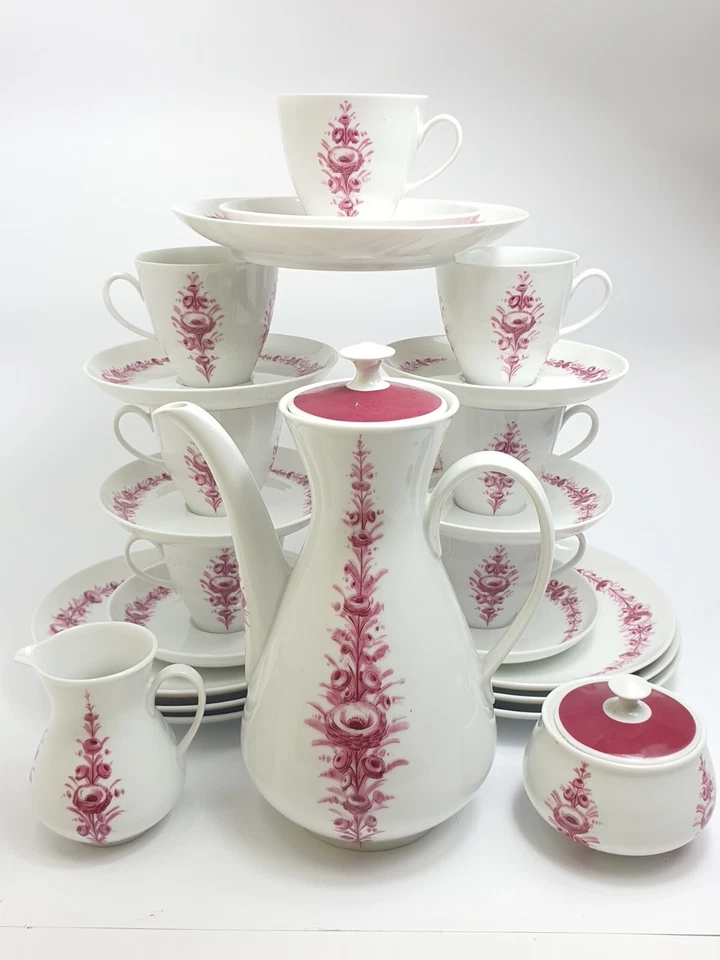 Hochwertiges Geschirr Fürstenberg Kaffeeservice Porzellan 7 Pers Dekor Rot Antik - Bild 3 von 4