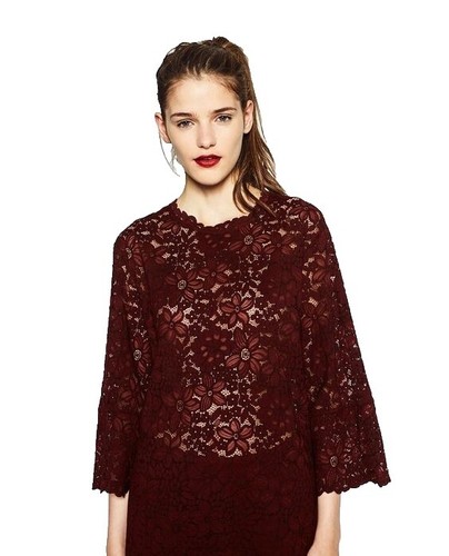 ZARA WOMAN NWT SS25 ECRU ZW COLLECTION LACE SLIT TOP 5107