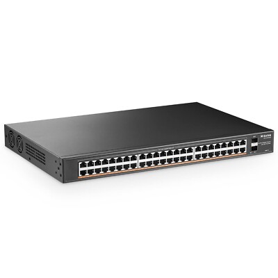MokerLink 48 Port PoE Switch 2 Gigabit SFP, 800W IEEE802.3af/at Al Detection