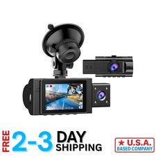 1080P Dual Dash Cam with Motion Detection  Easy Suction Mount Installation