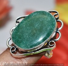 Green Aventurine Gemstone Ring 925 Silver Overlay US Size 6.5" U278-A148