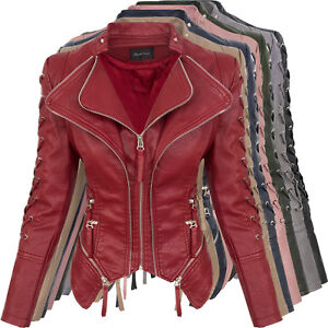 Rock Creek Damen Kunstleder Jacke Ubergangs Jacke Leder Optik Bikerjacke D 365 Ebay