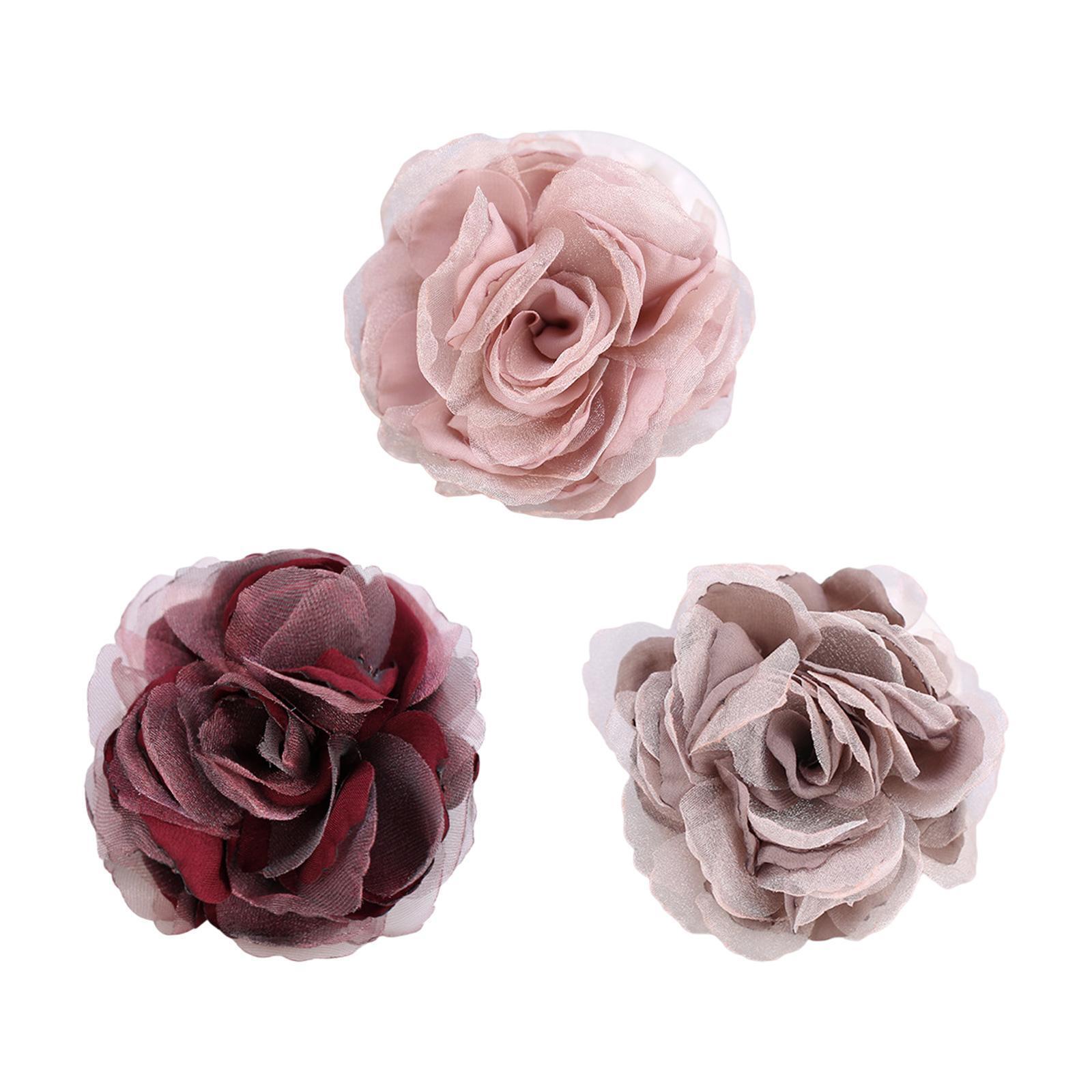 Fabric Flower Brooch Shirt Lapel Pin for Women 8cm Fashion Flower Hair Clip