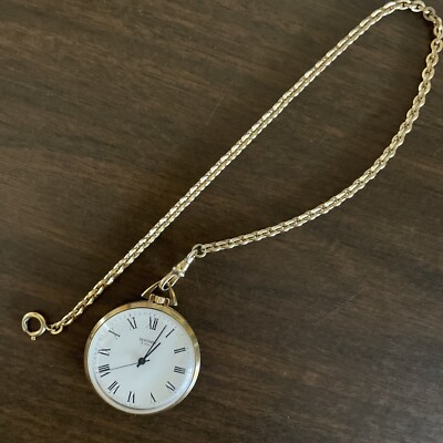 Vintage Sekonda 19 Jewels Open Face Pocket Watch w/ Chain