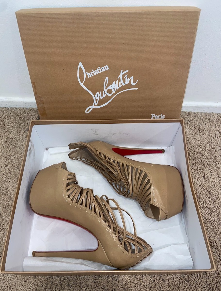 Christian Louboutin Beige Platform Heels with Zipper Size 39