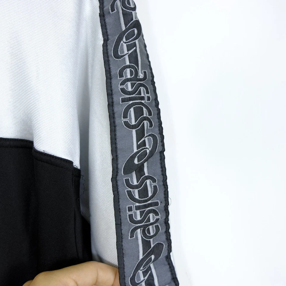 Asics Vintage Felpa Uomo Taglia 56 Poliestere Bianco Nero Sportiva Casual Comodo - Imagen 4 de 4