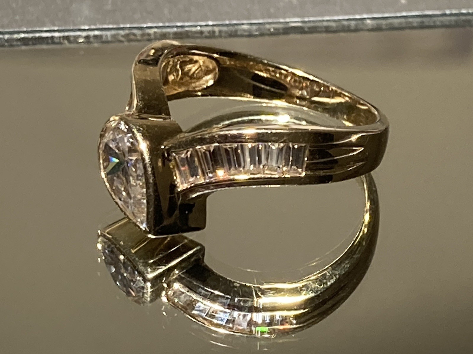 14k Solid Yellow Gold Engagement Ring Solitaire B… - image 3