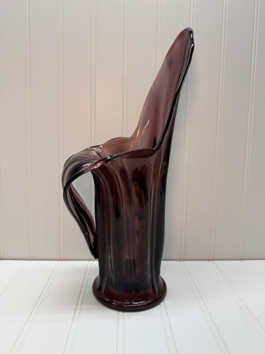 Vintage LE Smith Amethyst Purple Simplicity Swung Pitcher Vase 13” Tall Rare