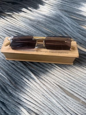 Giorgio Caponi Bamboo Sunreaders Rimless Sunglass Readers +2.75 w/ Bamboo Case