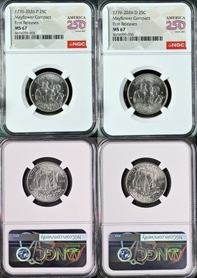 2026 P & D Mayflower Compact Quarter Set 25c NGC MS 67 FIRST
