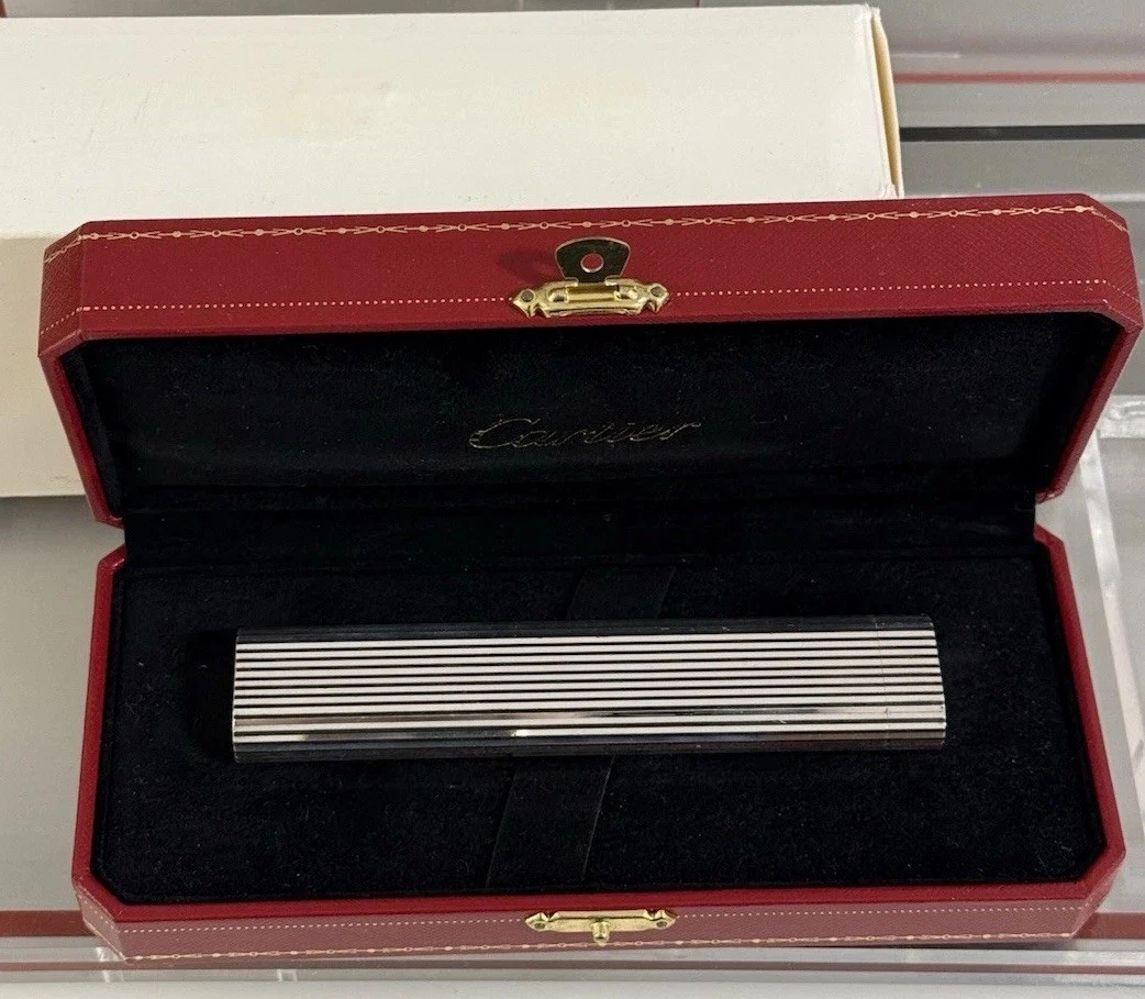 Cartier — Cartier Silver-Plated Vertical Line Desk Lighter Cartier Box (Pen) Included