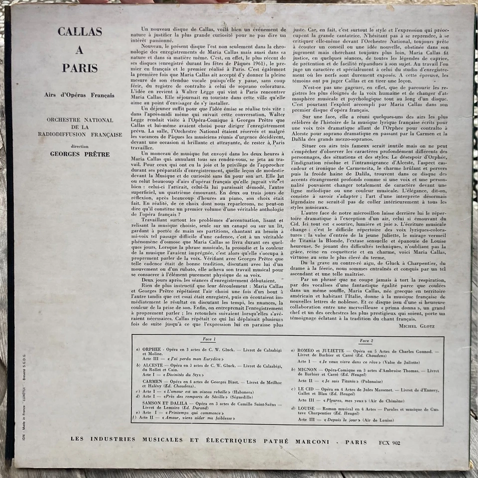 33t Maria Callas - Callas A Paris - LP Mono - 1962 - Photo 2/2