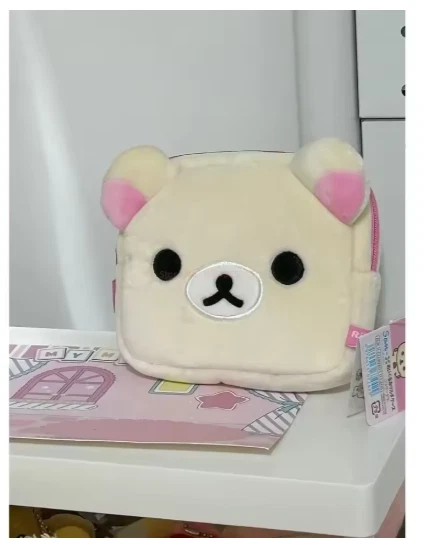 Bolsa de lápices de felpa Kawaii Rilakkuma organizadora de maquillaje estuche de oso de dibujos animados Foto 3 de 4
