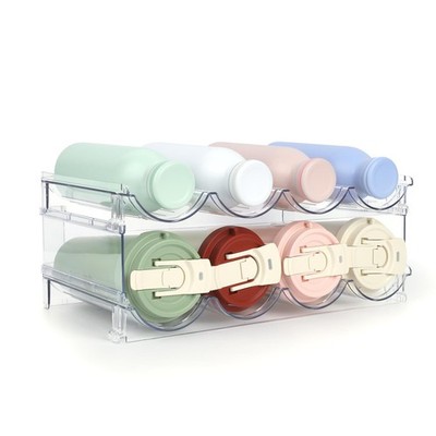 Water Bottle Organizer - 2 Pack Clear Stackable Storage Rack for Stanley Yeti...