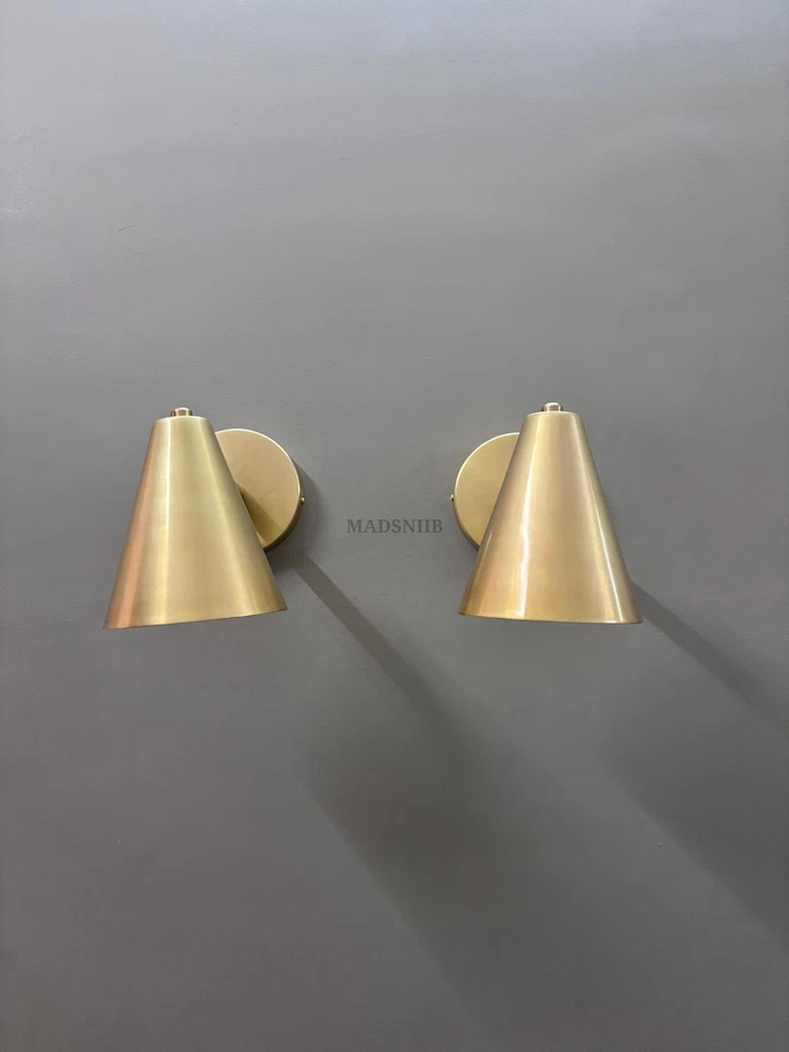 Mid Century Modern Brass Wall Sconce Pair Brass Bedside Light Christmas Gift - Image 2 of 4