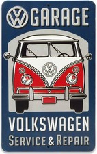 Volkswagen Garage Service And Repair Metal Sign - Vintage Volkswagen Bluered