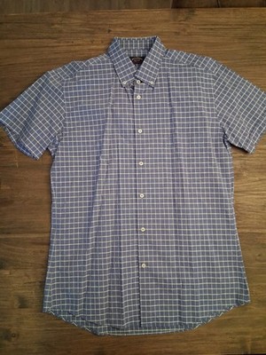 + PAUL & SHARK Kurzarm Hemd Gr. 42   Blau Gittermuster   NEU   Yachting