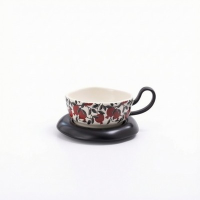 Keramik Tasse mit Untertasse glasiert Teeservice glatt für Tischplatte, Frühstück