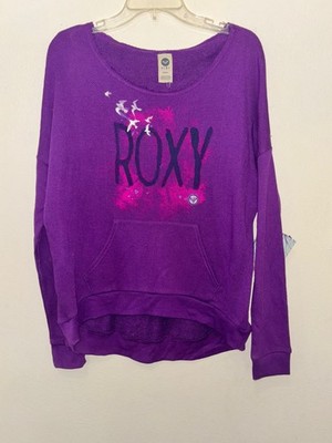 New Roxy Love Sometime Sweater Women Knit Sweatshirt VTG Jacket Pullover Purp S