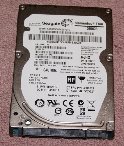 Seagate ST500LT012 500GB 2.5" SATA III Notebook HDD 5400RPM